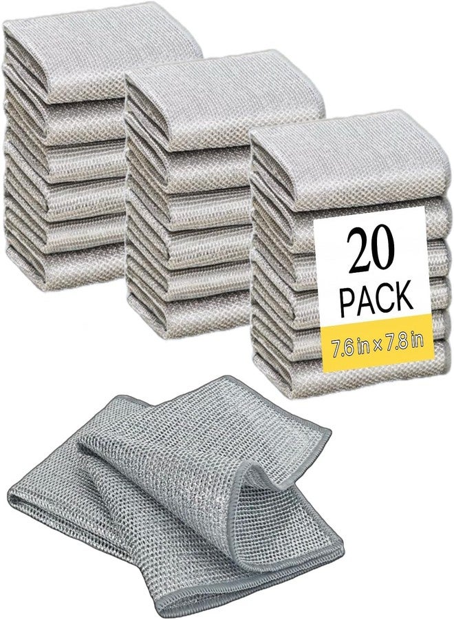 Tusmad Non-Scratch Dish Wash Cloth Steel Wire Dish Cloth, Wire Dishwashing Rags for Wet and Dry Stainless Steel Scrubber Non-Scratch Wire Dishcloth for Washing Dishes Sinks Counters Pack 20 - Image 1